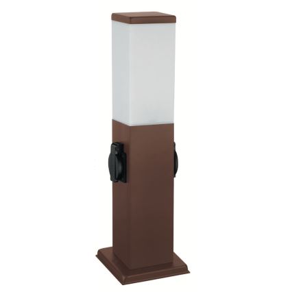 Brilagi - Vonkajšia lampa s 2 zásuvkami SCHUKO NOVA 1xE27/15W/230V 40 cm IP44 hnedá
