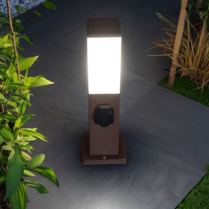 BRILAGI - Vonkajšia lampa s 2 zásuvkami SCHUKO NOVA 1xE27/15W/230V 40 cm IP44 hnedá