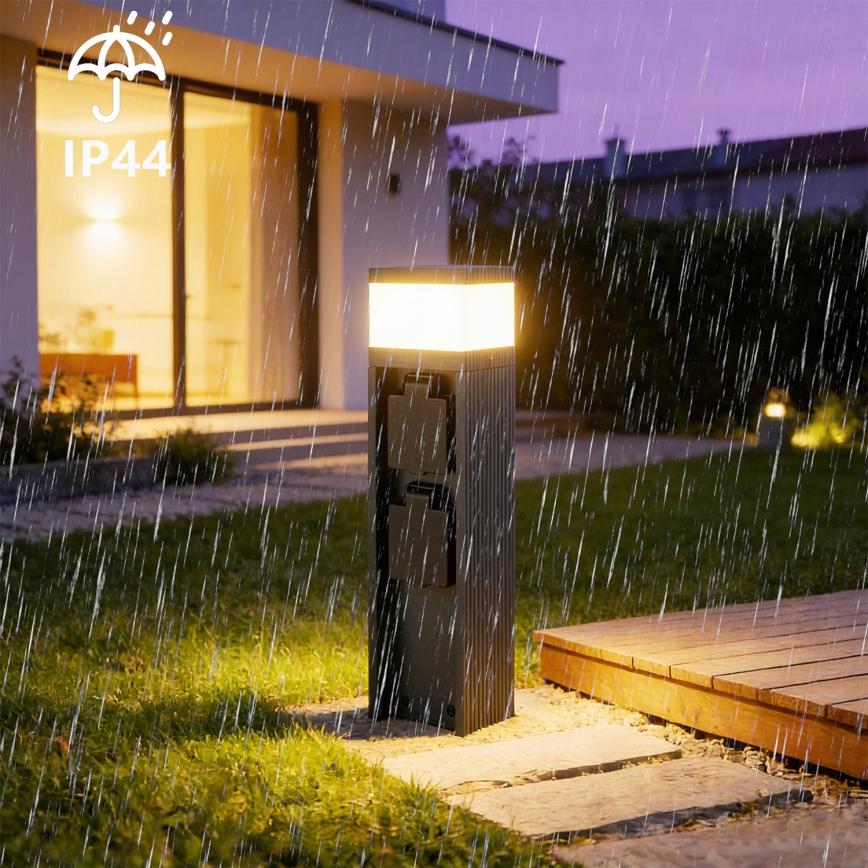 Brilagi -Vonkajšie svietidlo s 2 zásuvkami SCHUKO PILLAR 1xG9/11W/230V IP44 antracitové