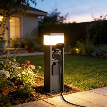Brilagi -Vonkajšie svietidlo s 2 zásuvkami SCHUKO PILLAR 1xG9/11W/230V IP44 antracitové