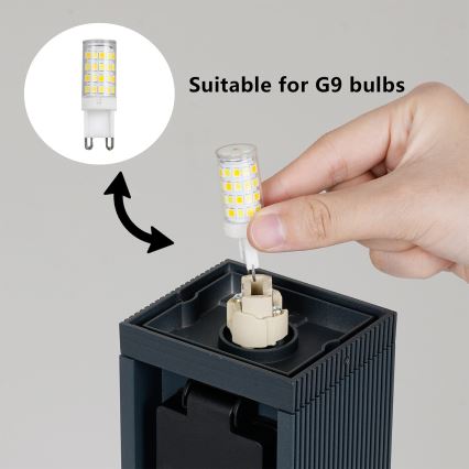 Brilagi -Vonkajšie svietidlo s 2 zásuvkami SCHUKO PILLAR 1xG9/11W/230V IP44 antracitové