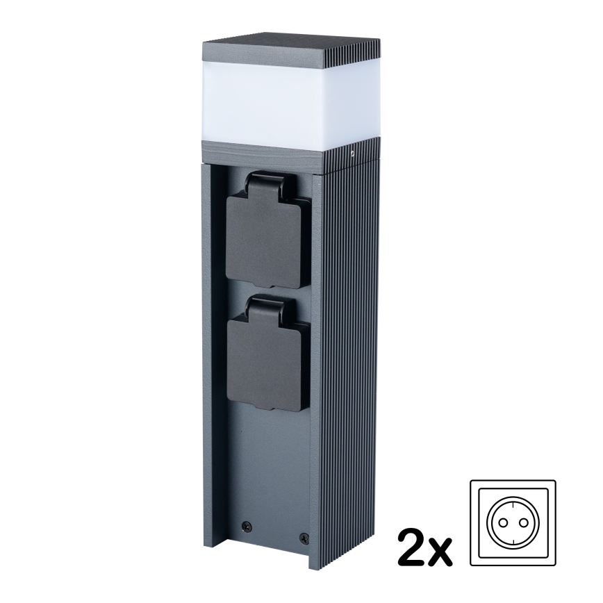 Brilagi -Vonkajšie svietidlo s 2 zásuvkami SCHUKO PILLAR 1xG9/11W/230V IP44 antracitové