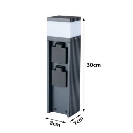 Brilagi -Vonkajšie svietidlo s 2 zásuvkami SCHUKO PILLAR 1xG9/11W/230V IP44 antracitové