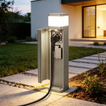 BRILAGI - Vonkajšie svietidlo s 2 zásuvkami SCHUKO PILLAR 1xG9/11W/230V IP44 sivá