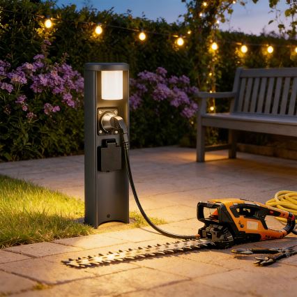 Brilagi - Vonkajšia lampa s 2 zásuvkami SCHUKO PILLAR 1xG9/11W/230V IP44 antracit