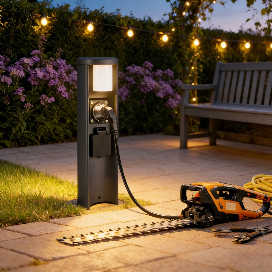 Brilagi - Vonkajšia lampa s 2 zásuvkami SCHUKO PILLAR 1xG9/11W/230V IP44 antracit
