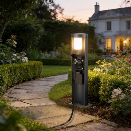 Brilagi - Vonkajšia lampa s 2 zásuvkami SCHUKO PILLAR 1xG9/11W/230V IP44 antracit