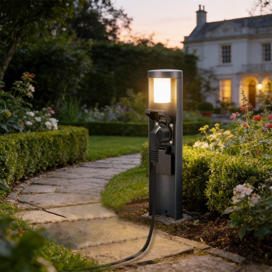 Brilagi - Vonkajšia lampa s 2 zásuvkami SCHUKO PILLAR 1xG9/11W/230V IP44 antracit