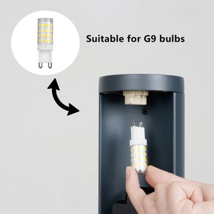 Brilagi - Vonkajšia lampa s 2 zásuvkami SCHUKO PILLAR 1xG9/11W/230V IP44 antracit