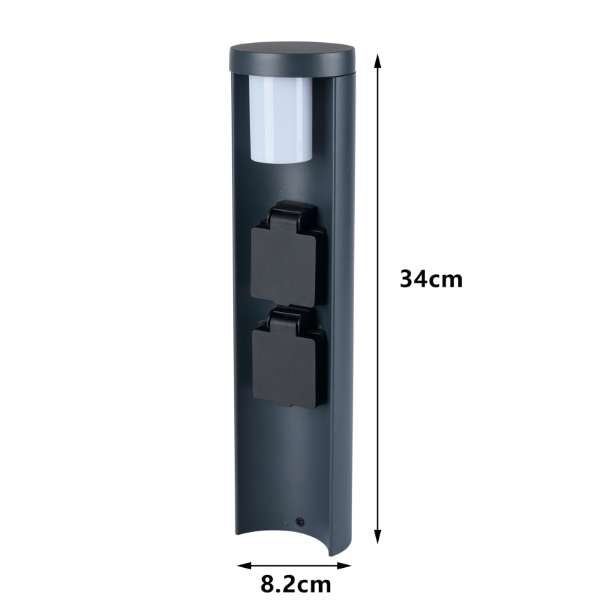 Brilagi - Vonkajšia lampa s 2 zásuvkami SCHUKO PILLAR 1xG9/11W/230V IP44 antracit