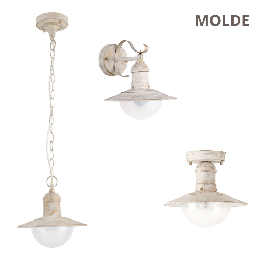 Brilagi - Vonkajšie závesné svietidlo MOLDE 1xE27/60W IP44 biela/patina