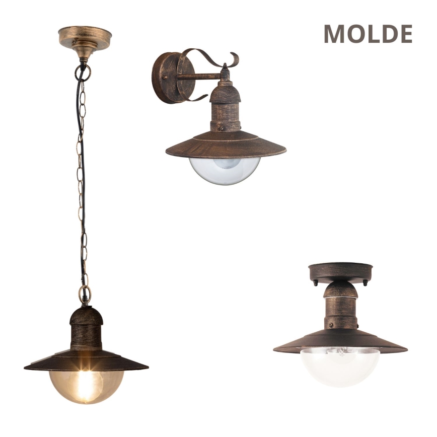Brilagi - Vonkajšie závesné svietidlo MOLDE 1xE27/60W IP44 bronzová/patina