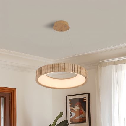 Brilagi - LED závesný luster na lanku FALCON WOOD MODERN LED/30W/230V 3000/4000/6000K priemer 45 cm drevo