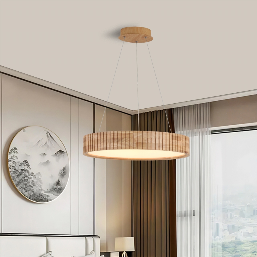 Brilagi - LED závesný luster na lanku FALCON WOOD MODERN LED/30W/230V 3000/4000/6000K priemer 45 cm drevo