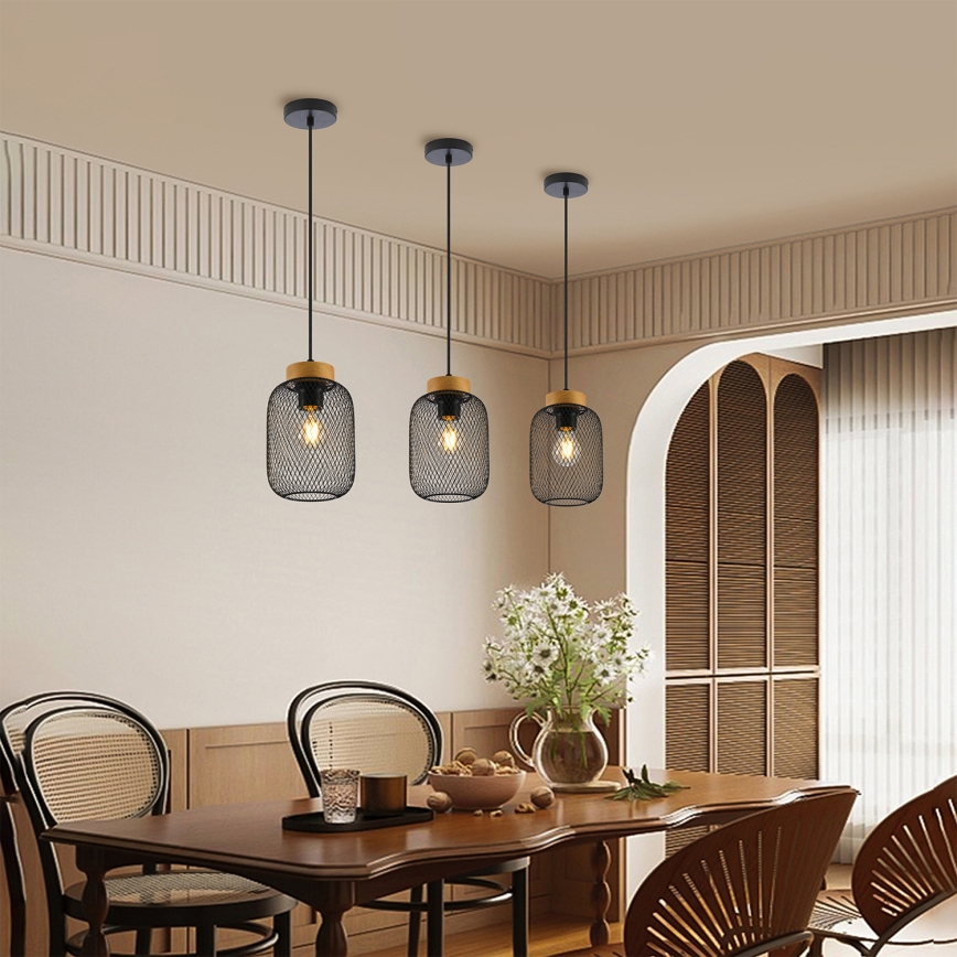 Brilagi - Závesné svietidlo na kábli BASKLITE 1xE27/15W/230V kaučukovník/čierna