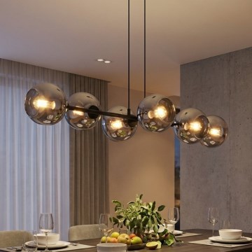 Brilagi - Závesné svietidlo na lanku 6xE27/60W/230V čierna/dymová šedá