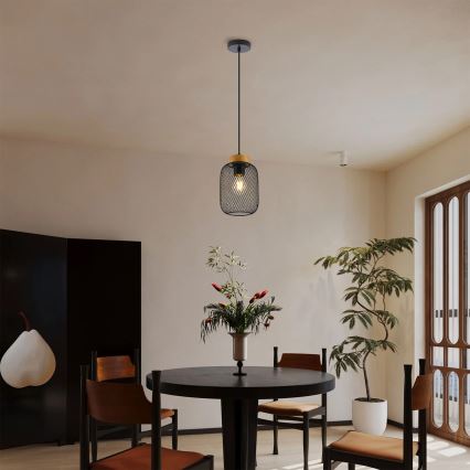 Brilagi - Závesné svietidlo na lanku BASKLITE 1xE27/15W/230V drevo/čierna