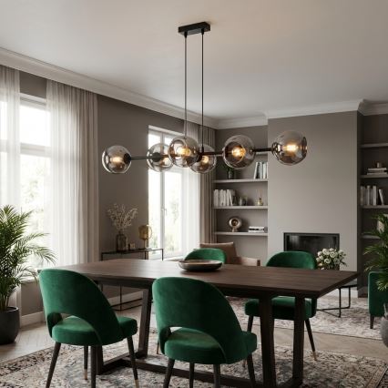 Brilagi - Závesné svietidlo na lanku DIOR 6xE27/60W/230V čierna/dymová šedá