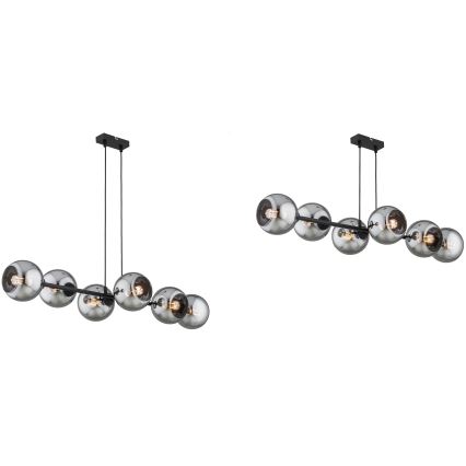 Brilagi - Závesné svietidlo na lanku DIOR 6xE27/60W/230V čierna/dymová šedá