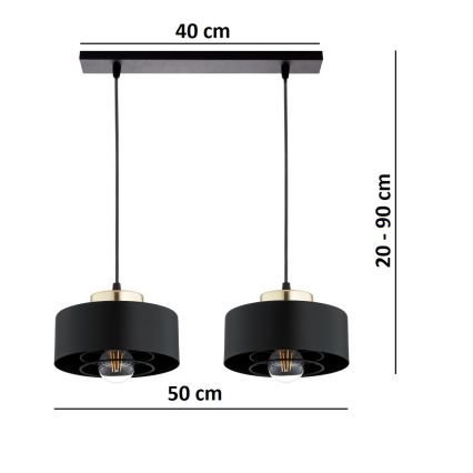 Brilagi - Závesné svietidlo na lanku SPRING 2xE27/60W/230V čierna/zlatá