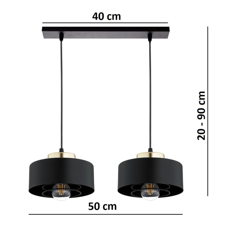 Brilagi - Závesné svietidlo na lanku SPRING 2xE27/60W/230V čierna/zlatá