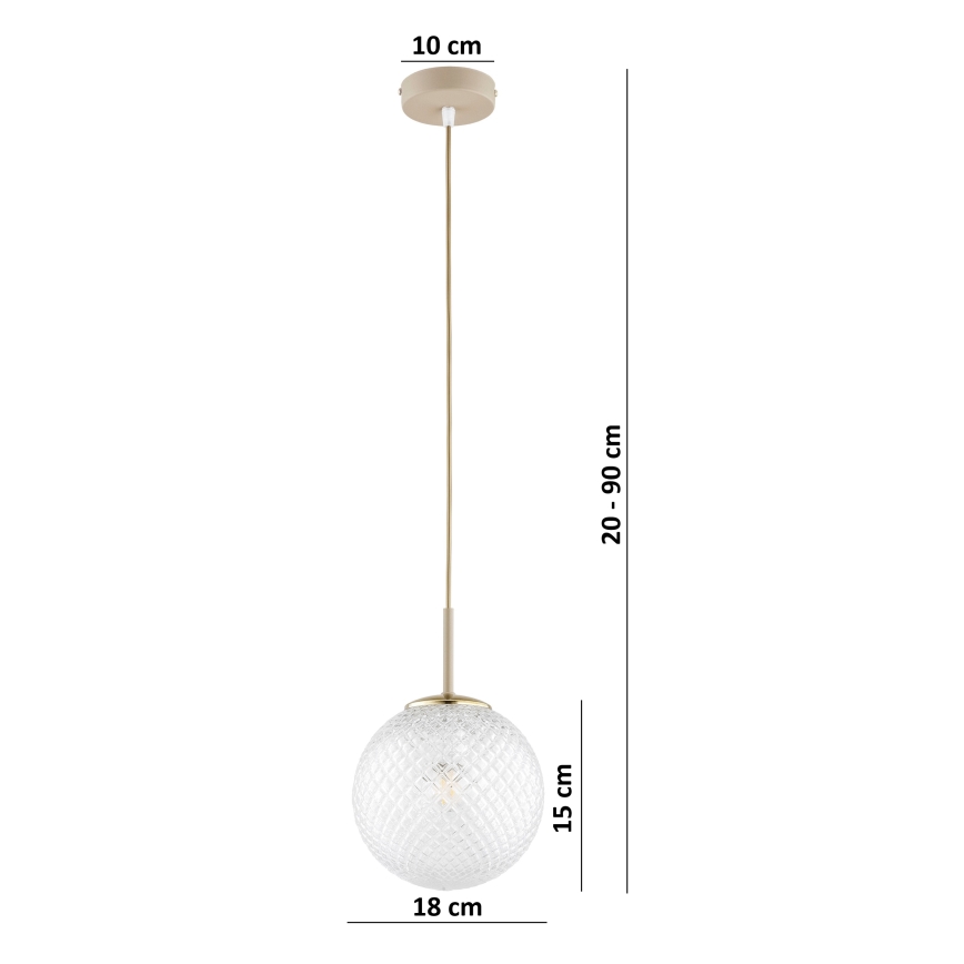 Brilagi - Závesné svietidlo na lanku STELLA 1xE27/60W/230V, priemer 18 cm, béžová/zlatá