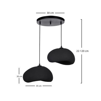 Brilagi - Závesné svietidlo na lanku WABI SABI 2xE27/40W/230V pr. 60 cm čierne