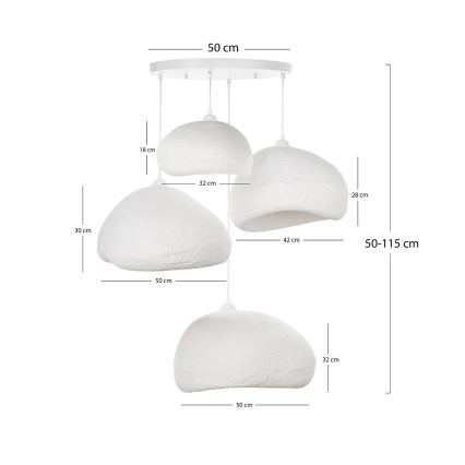 Brilagi - Závesné svietidlo WABI SABI na lanku 4xE27/40W/230V pr. 95 cm biela