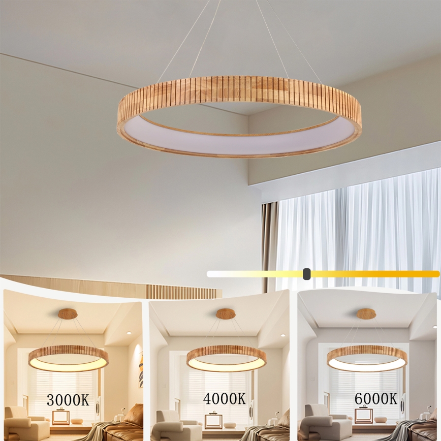 Brilagi - LED luster na lanku FALCON WOOD MODERN LED/60W/230V 3000/4000/6000K pr. 80 cm drevo