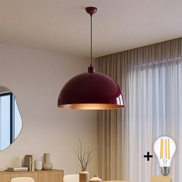 BRILAGI - Závesný LED luster na lanku METALO 1xE27/40W/230V pr. 60 cm bordová/medená