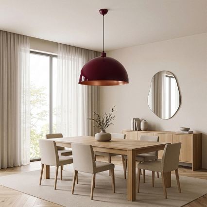 BRILAGI - Závesný LED luster na lanku METALO 1xE27/40W/230V pr. 60 cm bordová/medená