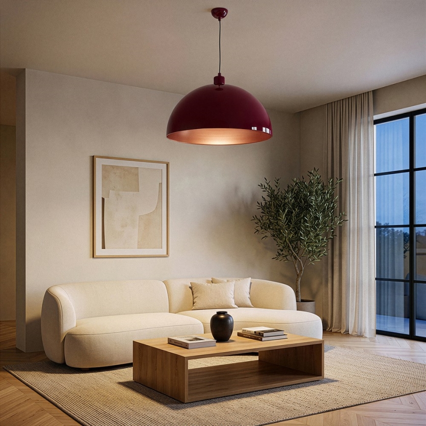 BRILAGI - Závesný LED luster na lanku METALO 1xE27/40W/230V pr. 60 cm bordová/medená
