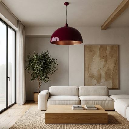 BRILAGI - Závesný LED luster na lanku METALO 1xE27/40W/230V pr. 60 cm bordová/medená