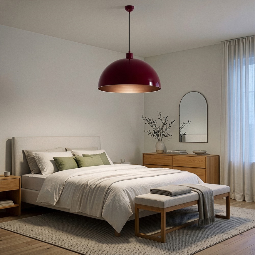 BRILAGI - Závesný LED luster na lanku METALO 1xE27/40W/230V pr. 60 cm bordová/medená