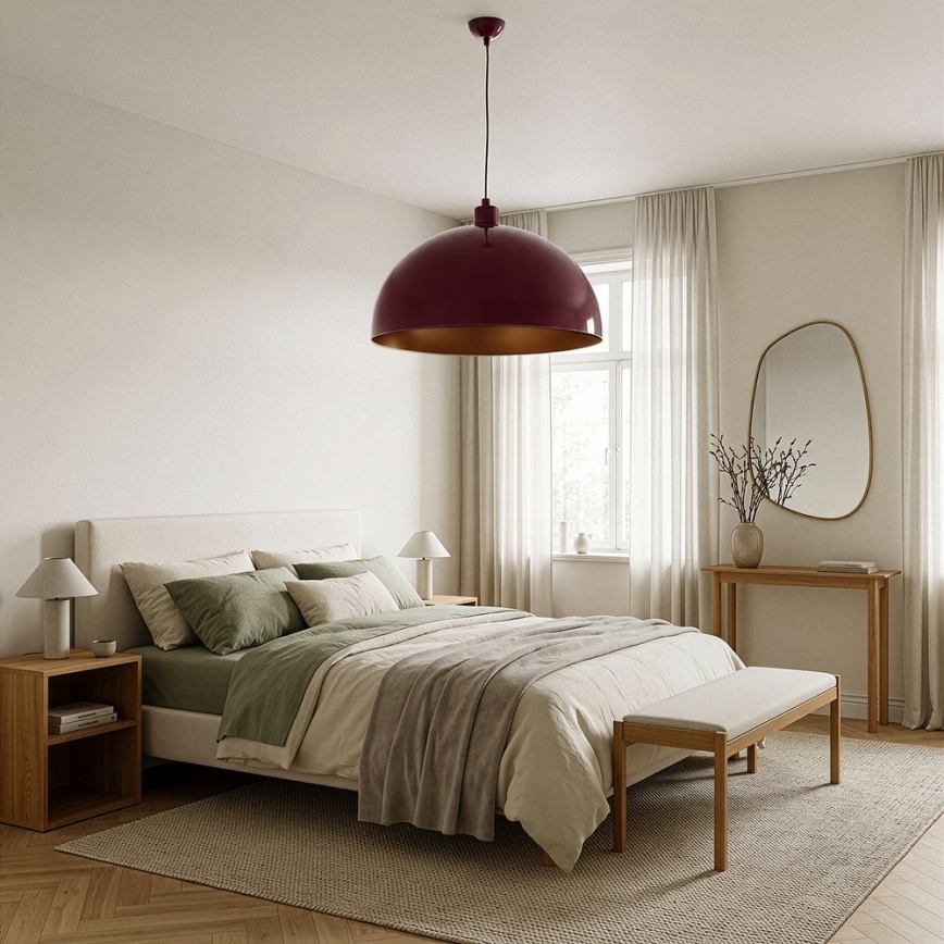 BRILAGI - Závesný LED luster na lanku METALO 1xE27/40W/230V pr. 60 cm bordová/medená