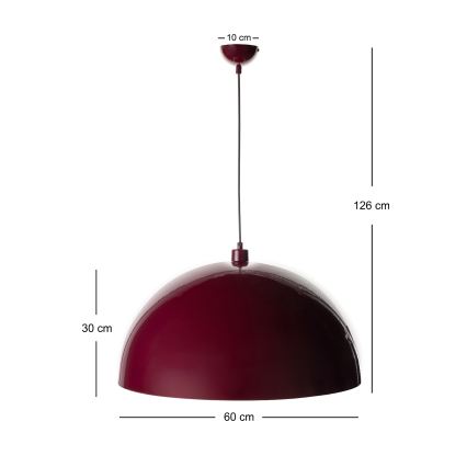 BRILAGI - Závesný LED luster na lanku METALO 1xE27/40W/230V pr. 60 cm bordová/medená