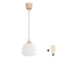 BRILAGI - Závesný LED luster na lanku RETRO GLASS 1xE27/60W/230V pr. 20 cm béžová/biela