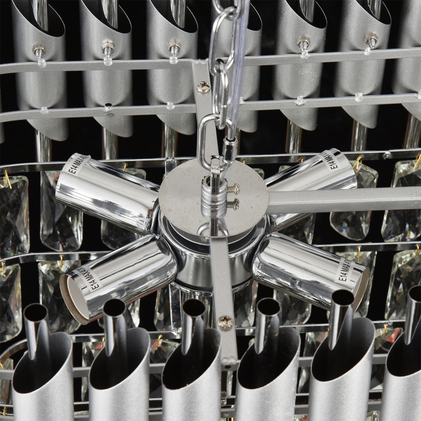 Brilagi - Závesný luster ECLIPSE na reťazi 10xE14/10W/230V 78x28 cm strieborný