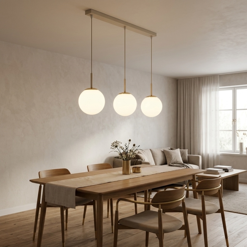 Brilagi - Závesný luster MILO na lanku 3xE27/60W/230V béžová/zlatá