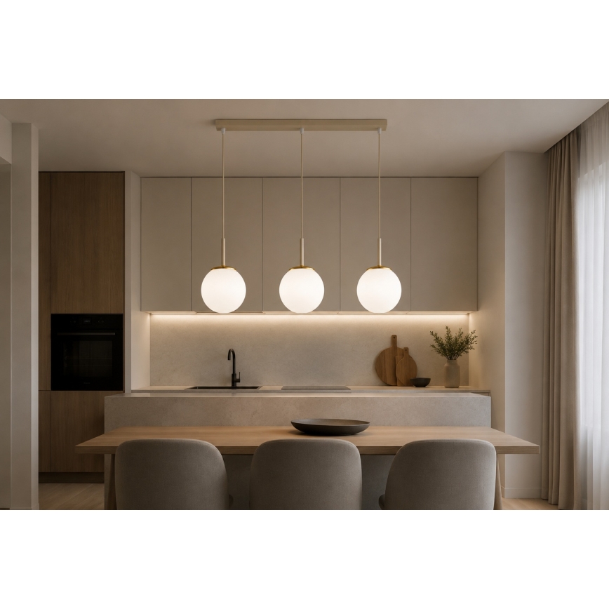 Brilagi - Závesný luster MILO na lanku 3xE27/60W/230V béžová/zlatá