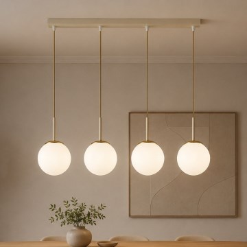 Brilagi - Závesný luster MILO na lanku 4xE27/60W/230V béžová/zlatá