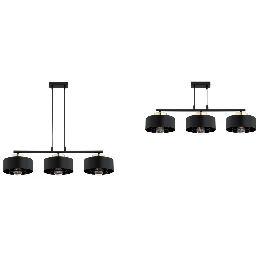 Brilagi - Závesný luster na kábli 3xE27/60W/230V čierna/zlatá