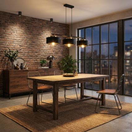 Brilagi - Závesný luster na kábli SPRING 3xE27/60W/230V čierna/zlatá