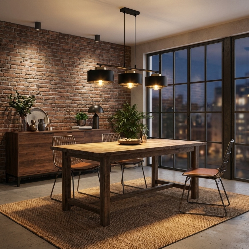 Brilagi - Závesný luster na kábli SPRING 3xE27/60W/230V čierna/zlatá
