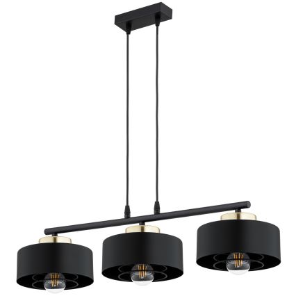 Brilagi - Závesný luster na kábli SPRING 3xE27/60W/230V čierna/zlatá