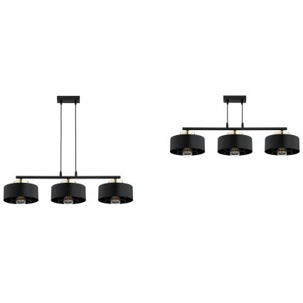 Brilagi - Závesný luster na kábli SPRING 3xE27/60W/230V čierna/zlatá