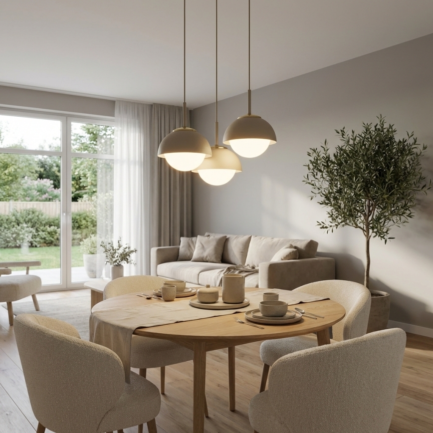 Brilagi - Závesný luster na lane 3xE27/60W/230V béžová/zlatá