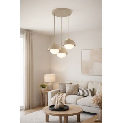 Brilagi - Závesný luster na lane COSMO 3xE27/60W/230V béžová/zlatá