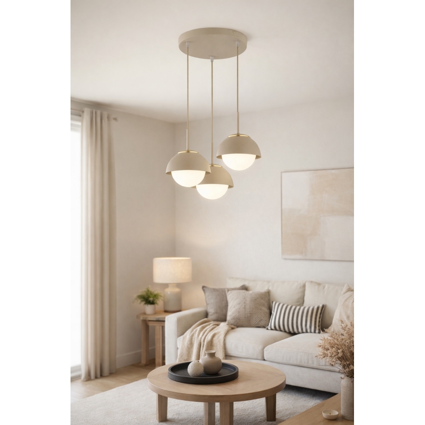 Brilagi - Závesný luster na lane COSMO 3xE27/60W/230V béžová/zlatá