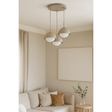 Brilagi - Závesný luster na lane COSMO 3xE27/60W/230V béžová/zlatá